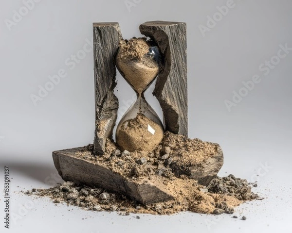 Fototapeta Broken hourglass symbolizing the passage of time.