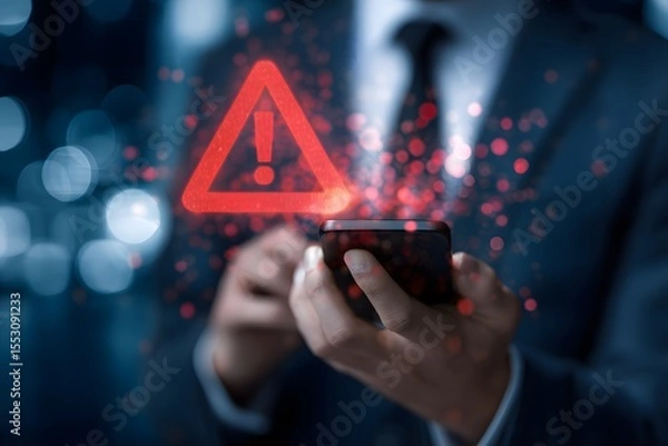 Obraz Mobile Phone Alert Warning Sign.