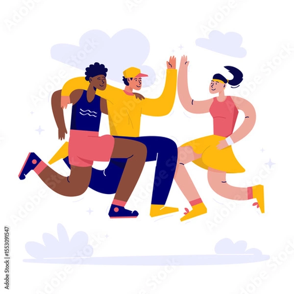 Fototapeta Friendship in differences flat vector illustration