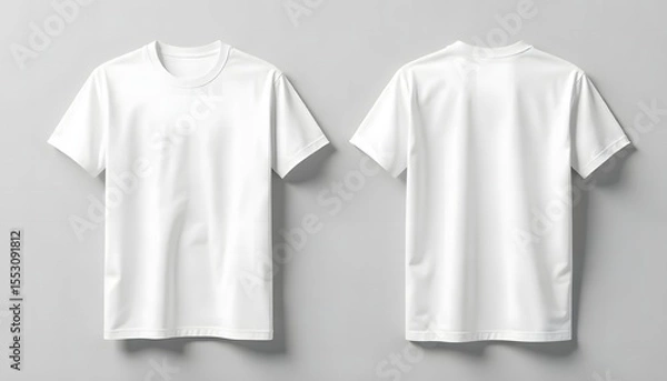 Obraz White blank cotton t shirt template front and back view for men casual fashion design