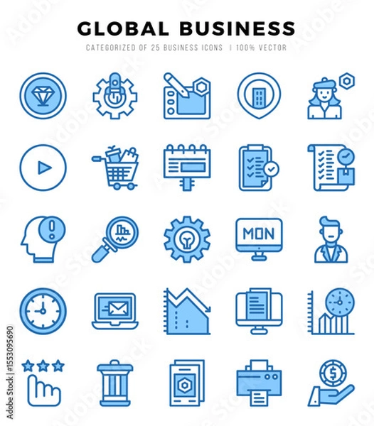 Fototapeta Global Business Icons Pack. Two Color icons set. Two Color icon collection set.