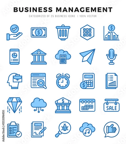 Fototapeta Set of Two Color Business Management Icons. Two Color art icon. Vector illustration