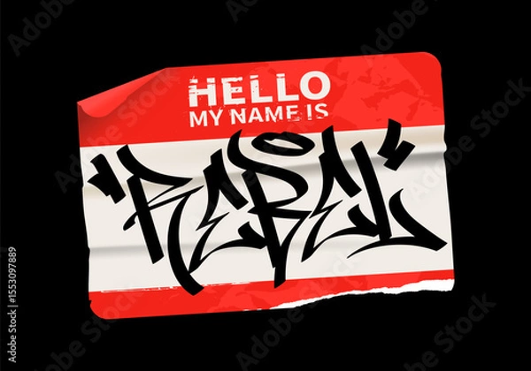Obraz Realistic Hello Sticker with Graffiti Tag My Name Is Rebel