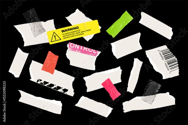 Obraz Vector Paper Bits And Sticky Tape Set