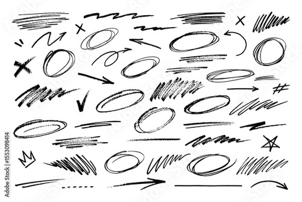 Obraz Hand Drawn Scribble Vector Elements Set