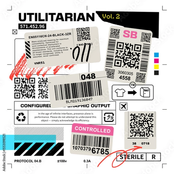 Obraz Raw Vector Collage with Packaging Symbols