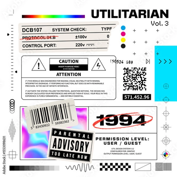 Obraz Raw Vector Collage with Packaging Symbols
