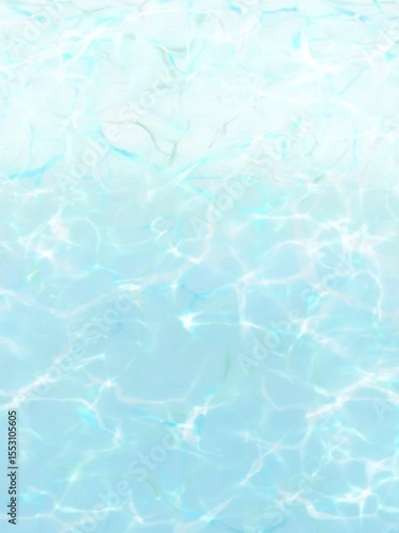 Fototapeta 透明感のあるブルーの水面イメージの手描きイラスト　縦