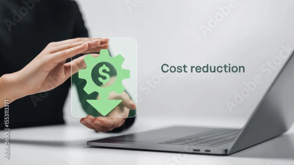 Fototapeta The dollar sign is pointing down, indicating a cost reduction