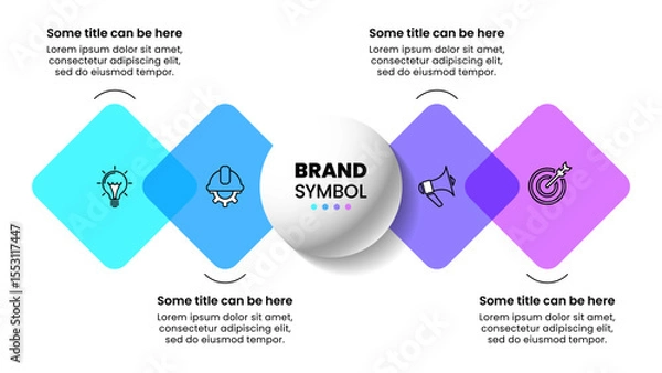 Obraz Infographic template. 4 squares with icons and text