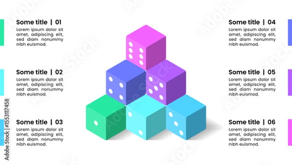 Obraz Infographic template. Pyramid of dice with 6 steps