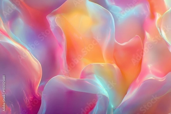 Fototapeta Abstract colorful translucent waves blending together, creating a vibrant and dreamy atmosphere