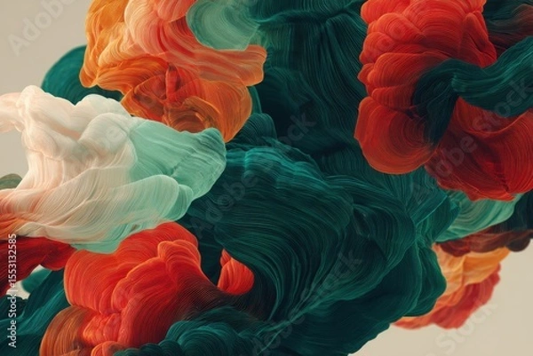 Fototapeta Abstract swirling colors in vibrant hues of red, green, and white creating a dynamic visual flow