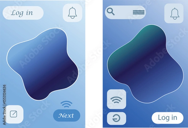 Fototapeta Collection Of Ocean Gradient Poster with UI Buttons and Icons – Modern Tech Background for Interface Design.