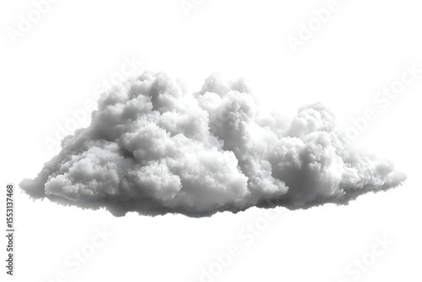 Obraz Single fluffy white cloud isolated on white or transparent png