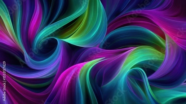 Fototapeta Vibrant abstract swirling patterns of colorful light and motion in a dynamic digital artwork