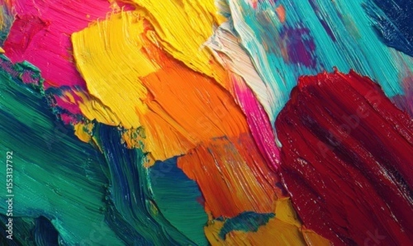 Fototapeta Vibrant abstract painting showcasing bold colors and dynamic brush strokes on canvas