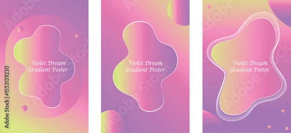 Fototapeta Collection Of Violet Dream Gradient Poster with Fluid Blob Shape – Minimal Abstract Aesthetic Design.