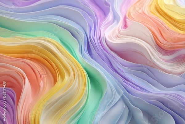 Fototapeta Colorful abstract waves of flowing fabric create a serene background with soft gradients