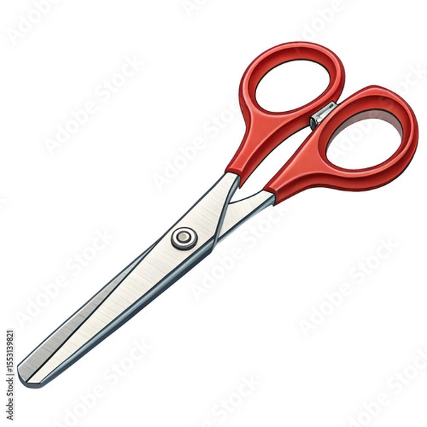 Fototapeta Red and silver scissors open on Transparent Background