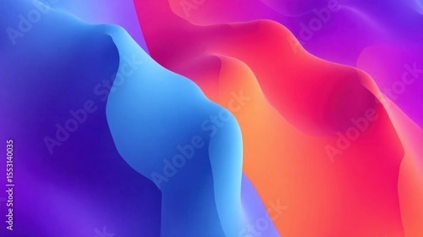 Fototapeta Vibrant abstract waves of blue, purple, and orange flowing seamlessly, creating a dynamic background