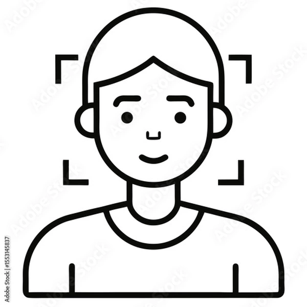 Fototapeta Facial Recognition outline icon on white background