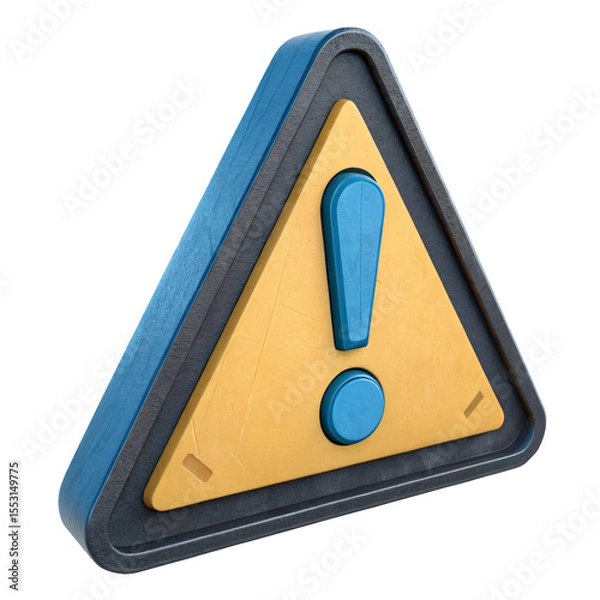 Fototapeta Yellow Warning Sign with Exclamation Mark isolated on transparent background