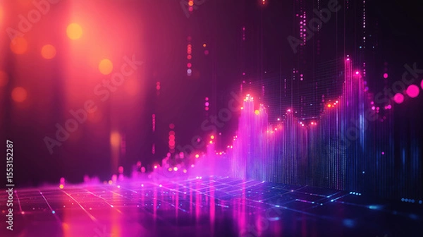 Fototapeta Upward digital currency chart illustrates increasing value of crypto assets and market trends