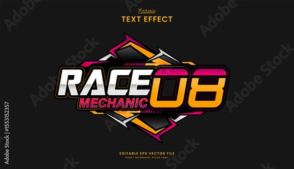 Fototapeta decorative automotive race mechanic editable text effect design