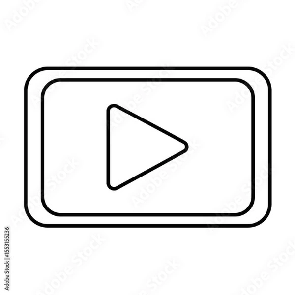 Obraz vector iluatration of opay video button line icon isolated on white background