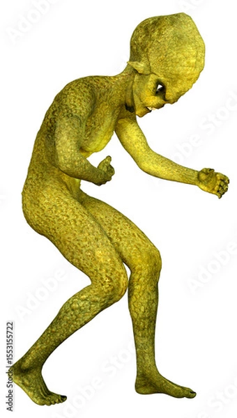 Fototapeta 3D Rendering Green Alien on White