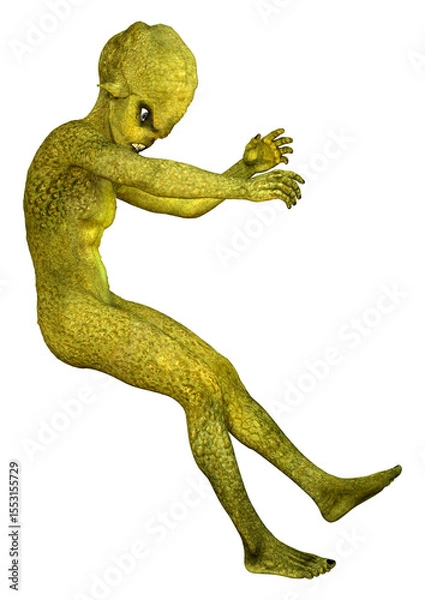 Fototapeta 3D Rendering Green Alien on White