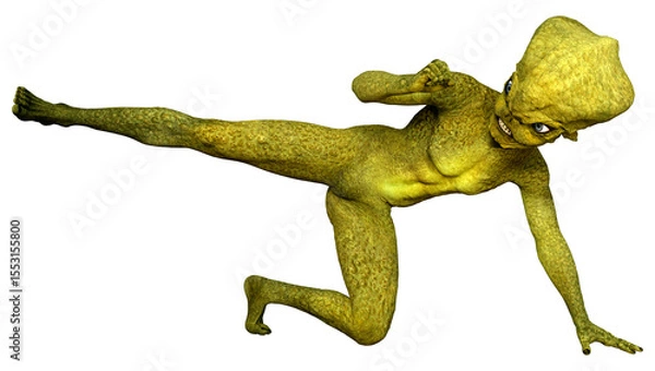 Fototapeta 3D Rendering Green Alien on White