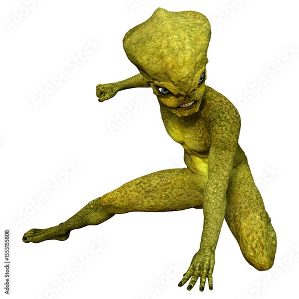 Fototapeta 3D Rendering Green Alien on White