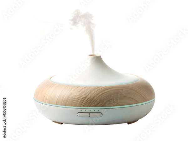 Fototapeta Ceramic oil diffuser with steam effect isolated on white background