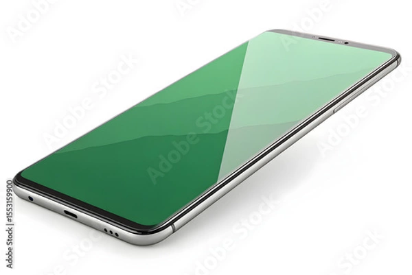 Fototapeta Smartphone with green screen isolated on transparent background