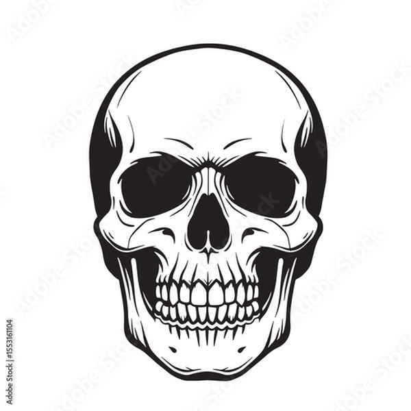 Fototapeta Detailed vintage art silhouette of a human skull showcasing intricate bone structure and artistic representation for design