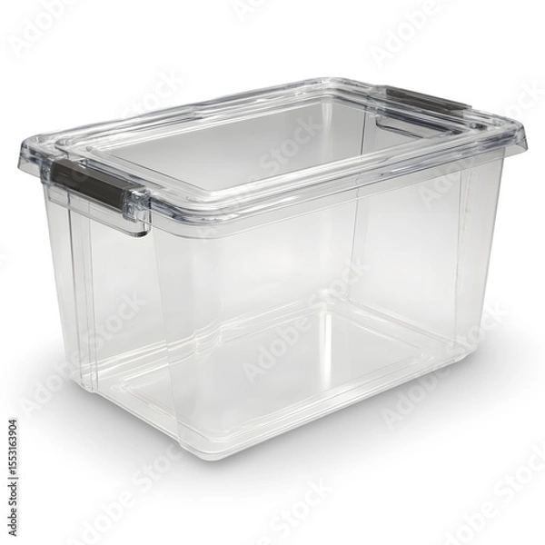 Fototapeta Storage Solution: A transparent container sits alone, showcasing the sleek design of an organizer for keeping items tidy and organized.