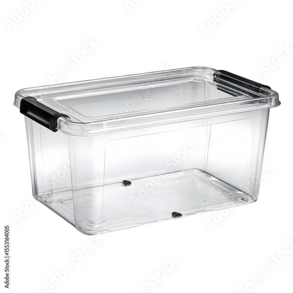 Fototapeta Transparent Storage Solution: A crystal-clear storage container with secure lid, showcasing practicality and organization, perfect for tidiness and space efficiency.