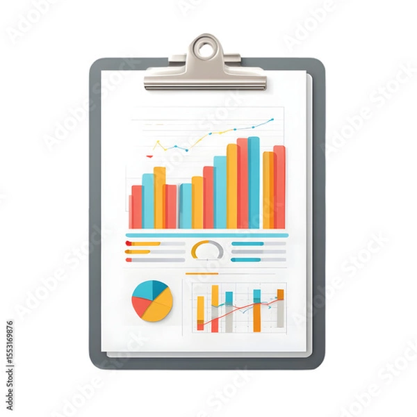 Fototapeta Data Visualization: A detailed, high-angle image presenting data-driven analysis and strategic insights. This graphic resource provides the essence of business analysis and statistical findings.