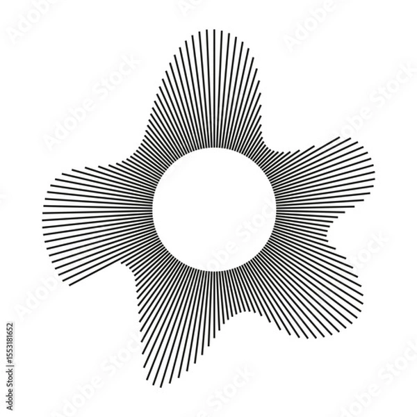 Fototapeta Circular wave. Sound circle lines. Radial frame. Sound ring. Radial rays. Wavy frame. Wavy design element. Equalizer logo, radial spectrum. Voice symbol. Depicting audio music icon.