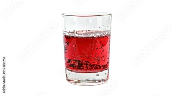 Obraz A glass filled with a vibrant red liquid, standing isolated on a clean white background. This image is perfect for beverage - related projects, whether it's for cocktail menus, wine promotions, 