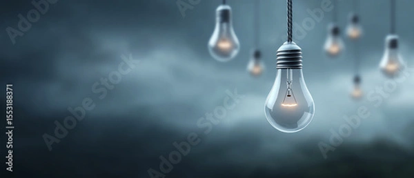 Obraz Hanging light bulb innovation creativity idea inspiration electricity technology energy focus concept