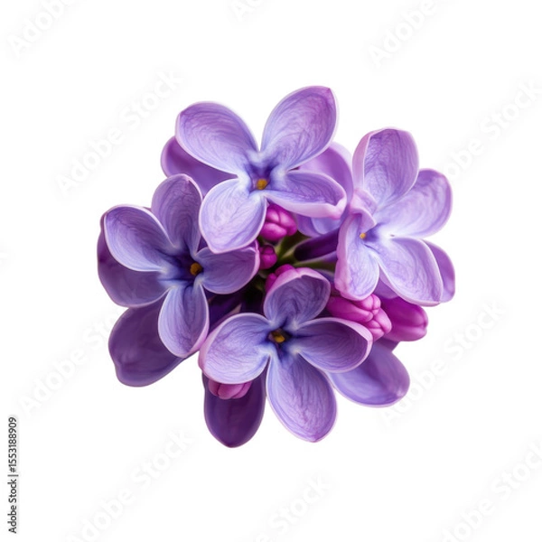 Fototapeta Delicate macro shot of purple lilac blossoms with buds isolated on transparent background