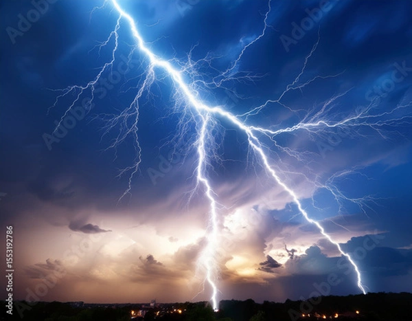 Fototapeta view of lightning in sky