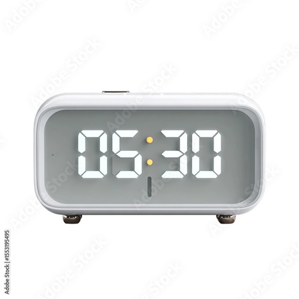 Obraz Digital alarm clock with LED numbers. Isolated white background. Png format
