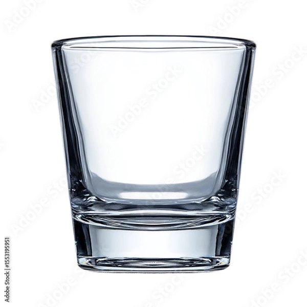 Obraz Empty glass tumbler with thick base. Isolated white background. Png format