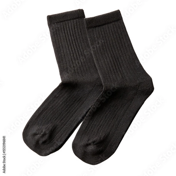 Obraz Pair of black socks folded together. Isolated white background. Png format