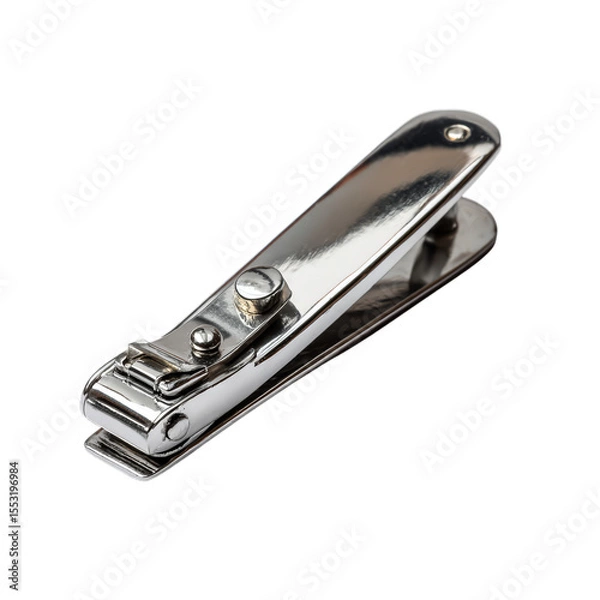 Obraz Nail clipper in chrome finish. Isolated white background. Png format