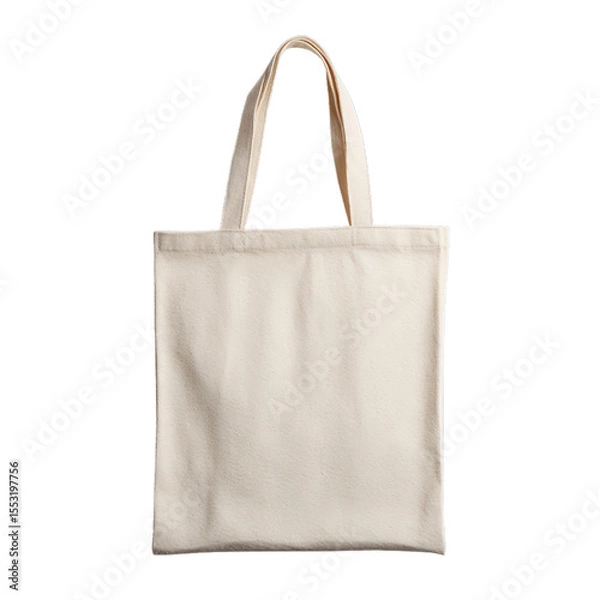 Obraz Reusable cotton tote bag folded flat. Isolated white background. Png format